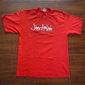 Vintage Y2K Jimi Hendrix Red Spell Out Band Shirt